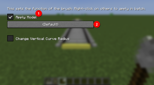GUI of the rail editing screen