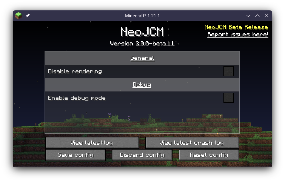 NeoJCM Config Screen