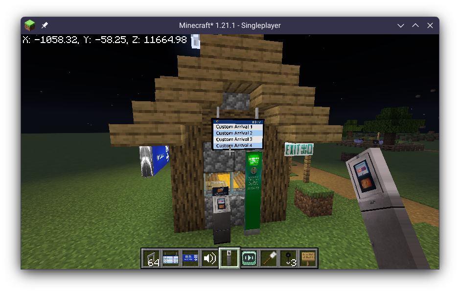 In-game view with PIDS, Exit Sign and various Railway Facilities