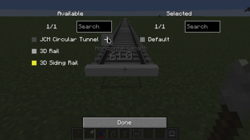 GUI of the rail styles editing screen