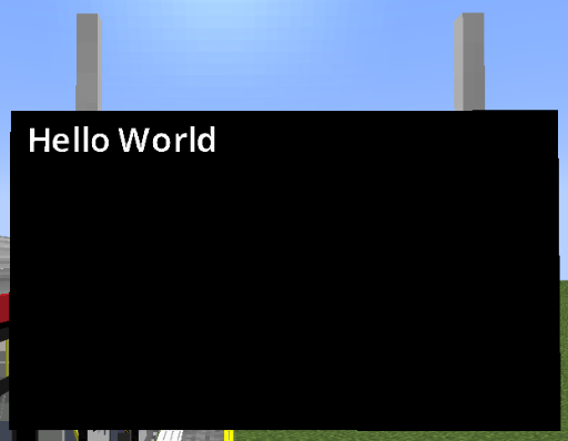 A white text in our PIDS saying "Hello World"